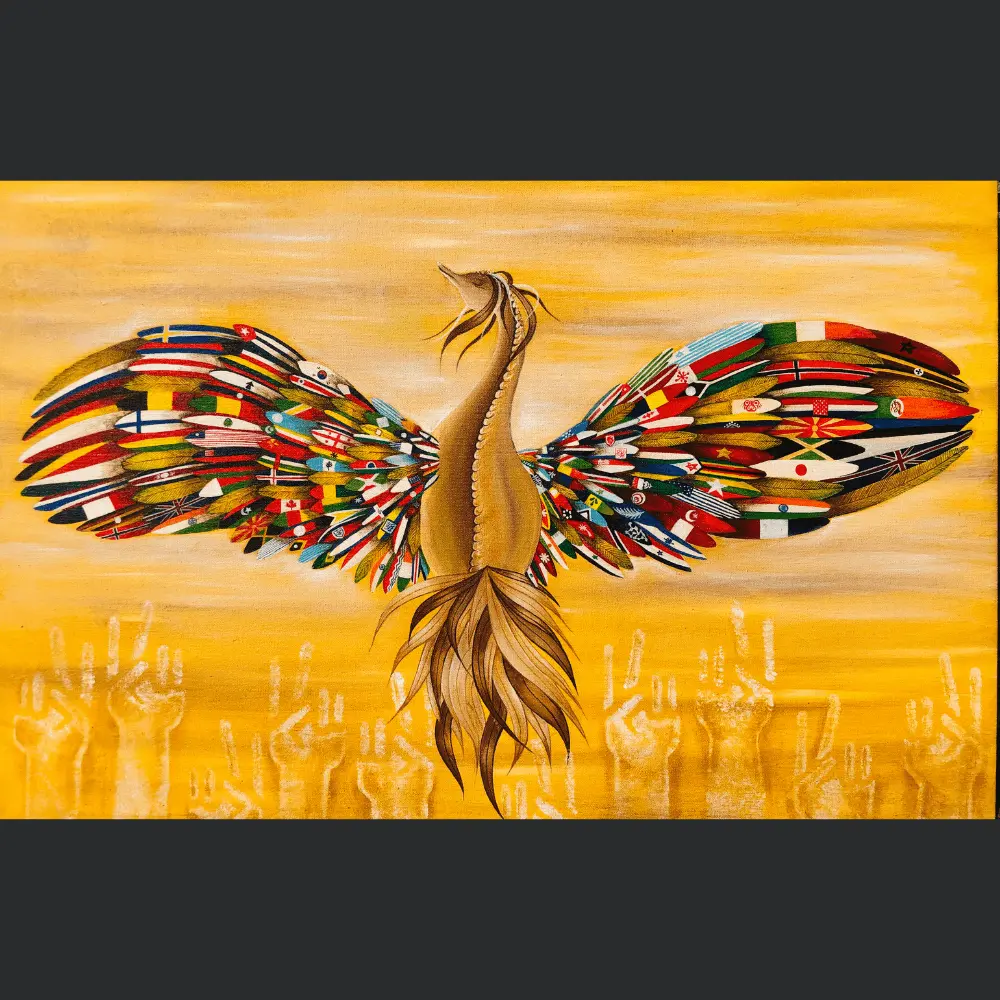 Figurative acrylic work by Laiba Khursheed, Prayagraj-born artist