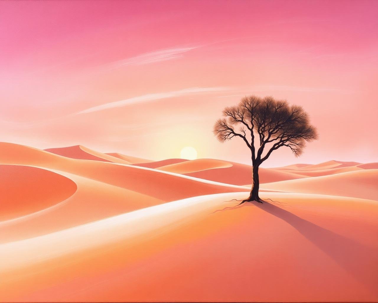 Desert landscape painting of UAE dunes by Laiba Khursheed