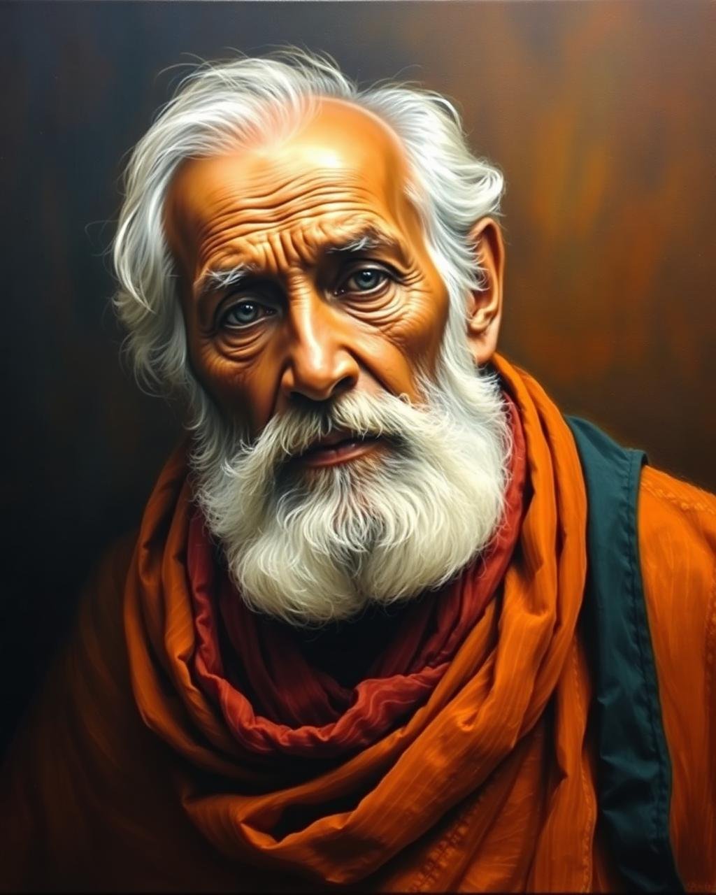 Oil portrait of an elderly bearded man by Laiba Khursheed