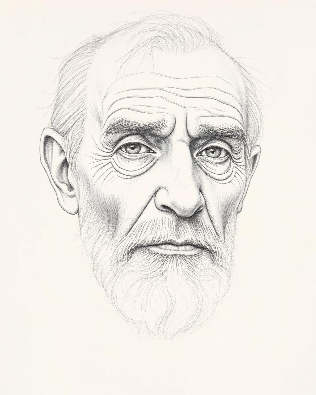 Detailed pencil portrait of an elder by Laiba Khursheed